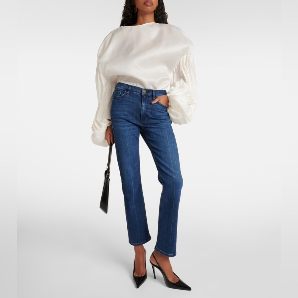 FRAME Denim Le High Straight Leg 5-Pocket Jeans in Calvin Blue Sz 31